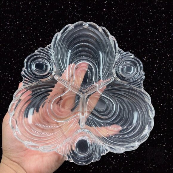 Cambridge Glass 3 Compartment Relish Dish Trefoil Caprice Clear Scalloped 7.5"W - Picture 8 of 13